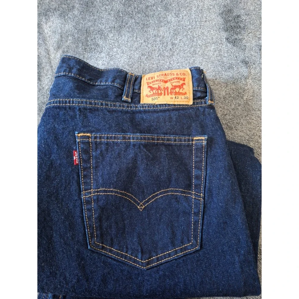 Levis 505 Relaxed St Leg Jeans Mens‎ 42x30 Blue Denim Dk Wash Cowboy Rodeo Ranch